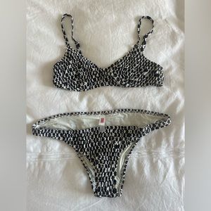 Solid and Striped Bikini. Black & white. Small top , large bottom